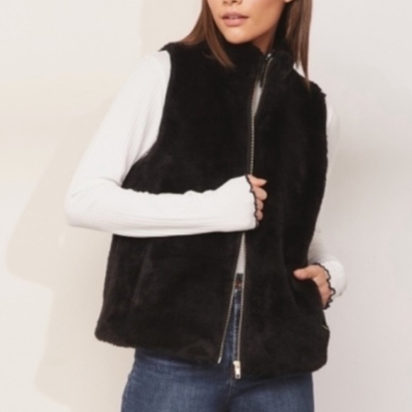 J. Crew Jackets & Blazers - J. Crew Faux Fur Shearling Vest XS Black